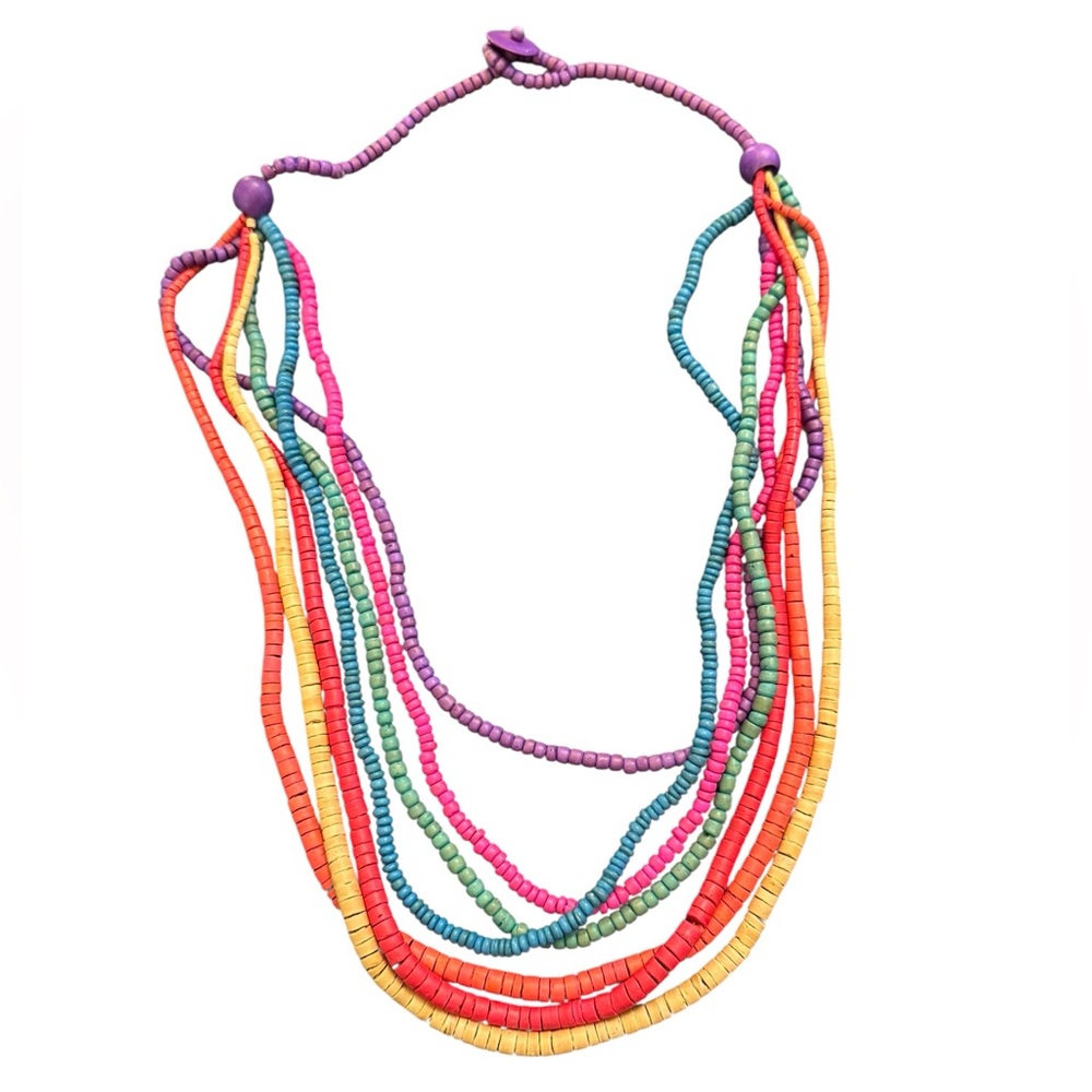 Multi-Color Beaded Layered Necklace - Women Jewelry - Picture 2 of 6